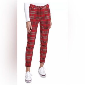 Tommy Hilfiger Red Plaid tartan holiday print Cropped Pants